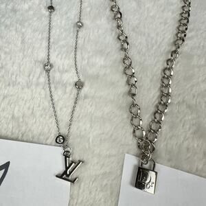 Authentic LV, Chanel, Gucci and Dior charms Pendant Necklaces gold plated chain